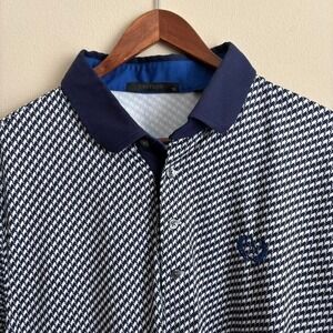 Modern Preppy Style Authentic Greyson Embroidered Houndstooth Golf Polo Shirt XL